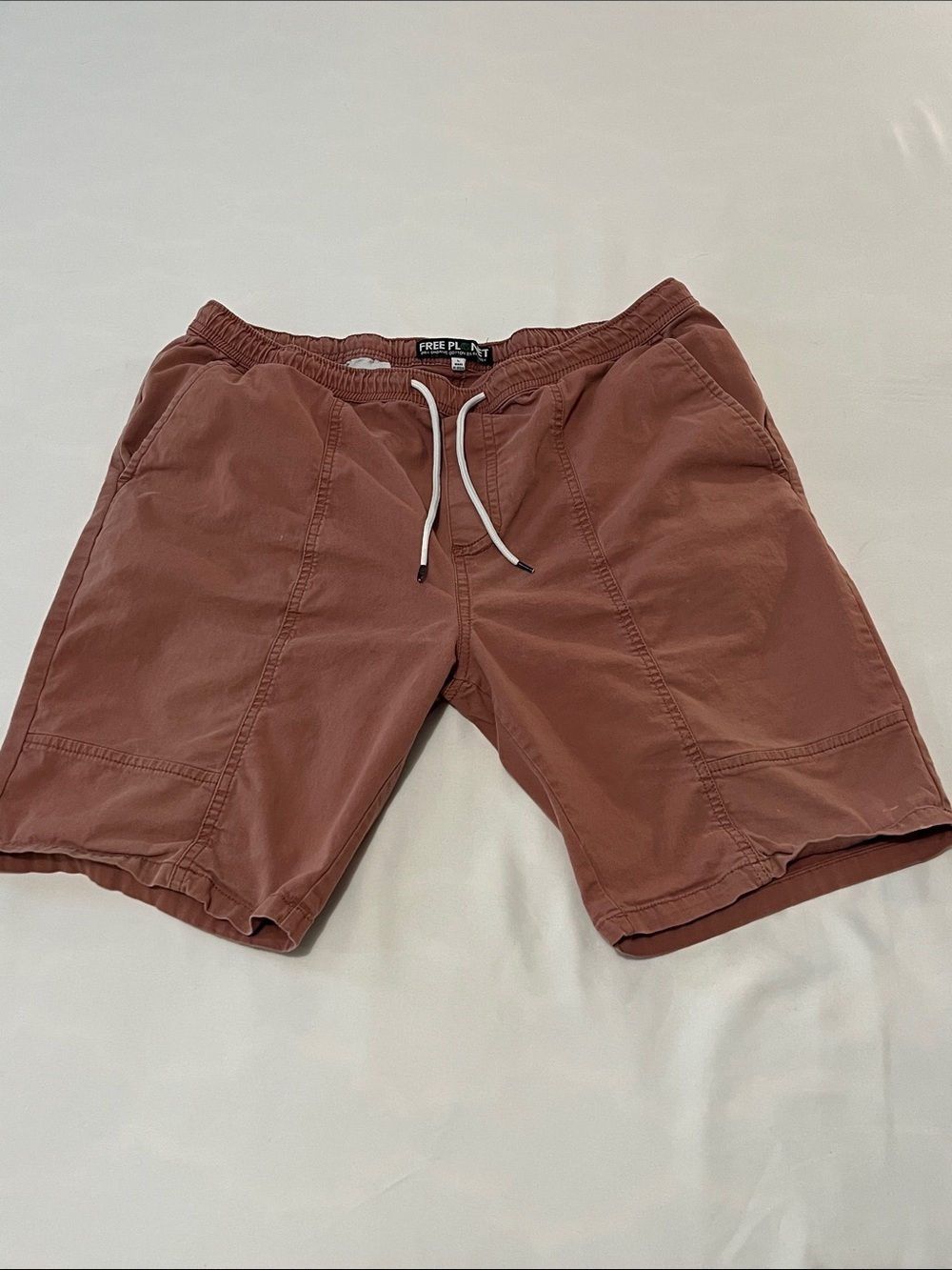 Free Planet 98% Organic Cotton Drawstring Shorts in Terracotta - Picture 1 of 3